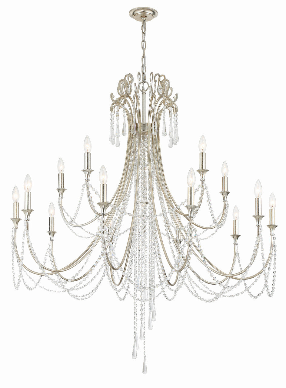 Crystorama Arcadia 15 Light Antique Silver Chandelier ARC-1919-SA-CL-MWP