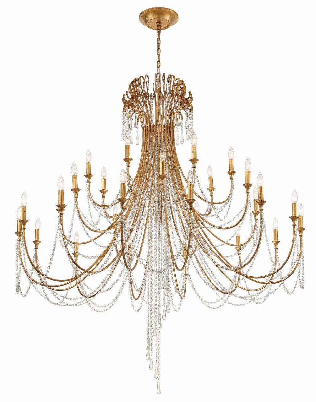 Crystorama Arcadia 28 Light Antique Gold Chandelier ARC-1929-GA-CL-MWP