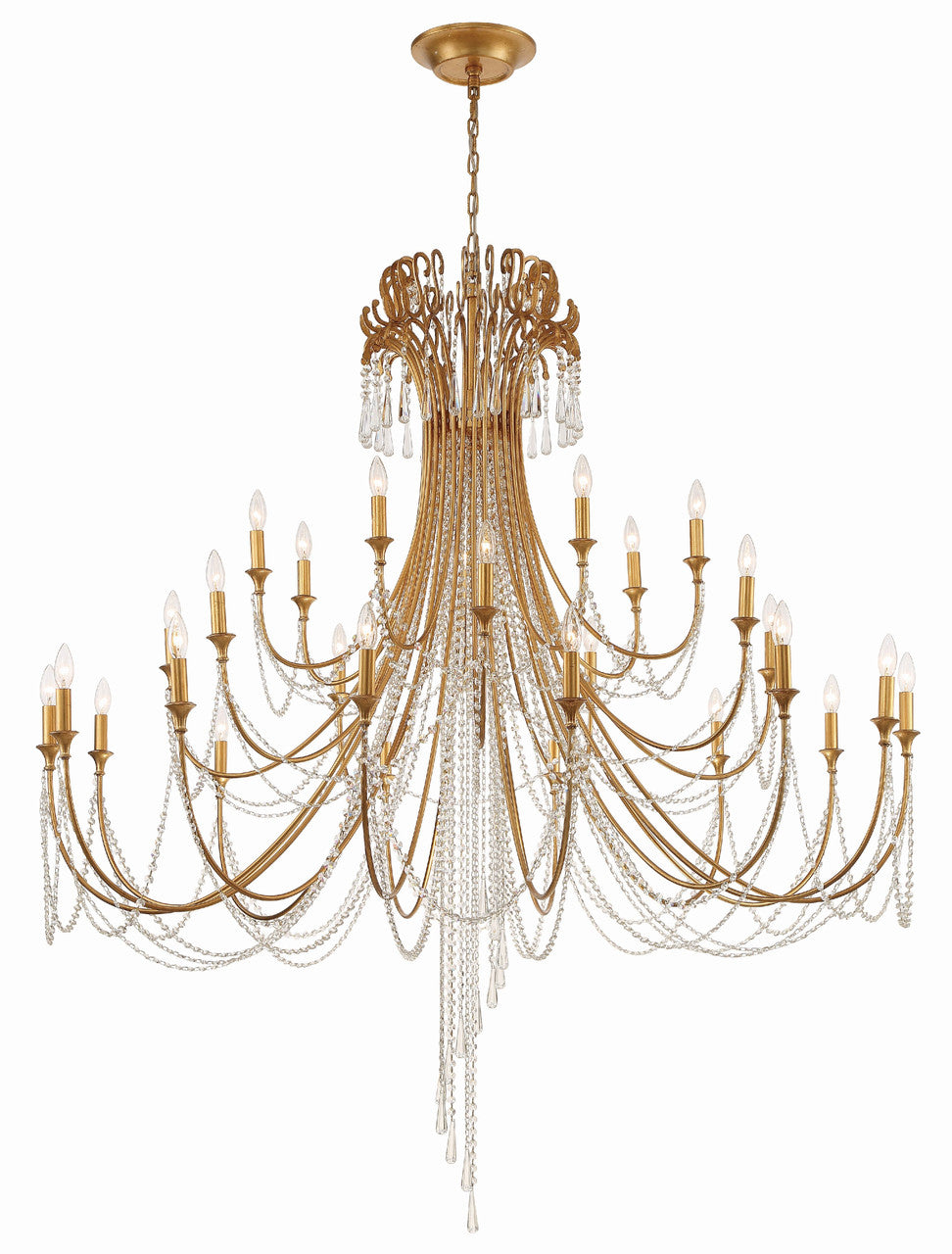 Crystorama Arcadia 28 Light Antique Gold Chandelier ARC-1929-GA-CL-MWP