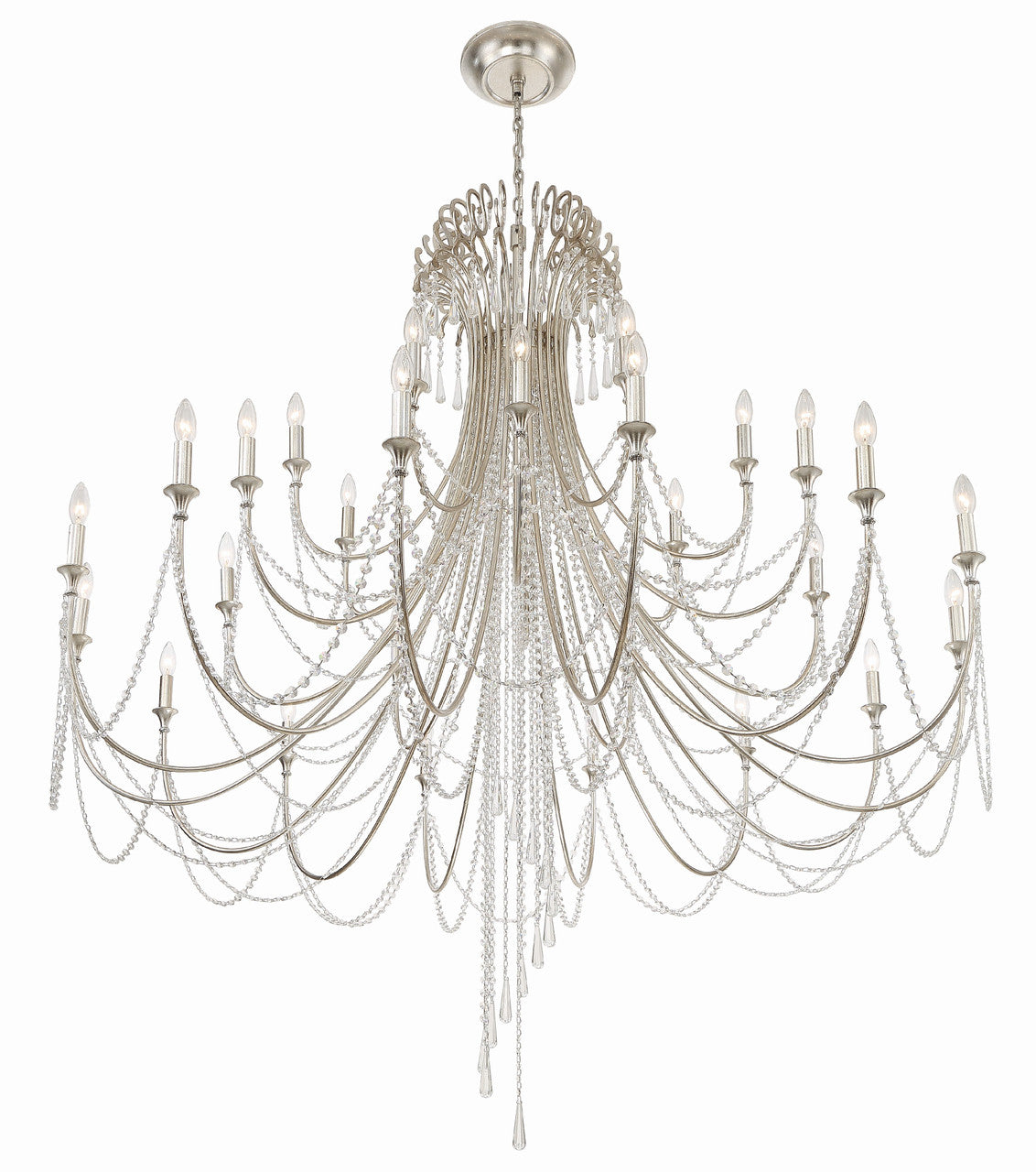 Crystorama Arcadia 28 Light Antique Silver Chandelier ARC-1929-SA-CL-MWP