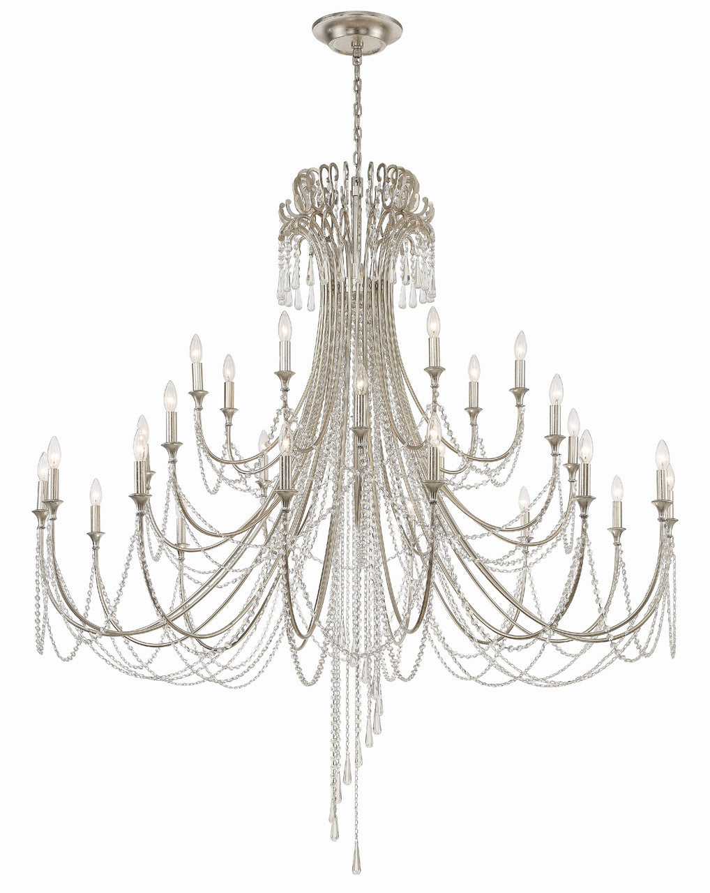 Crystorama Arcadia 28 Light Antique Silver Chandelier ARC-1929-SA-CL-MWP