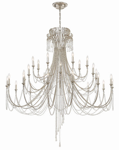 Crystorama Arcadia 28 Light Antique Silver Chandelier ARC-1929-SA-CL-MWP