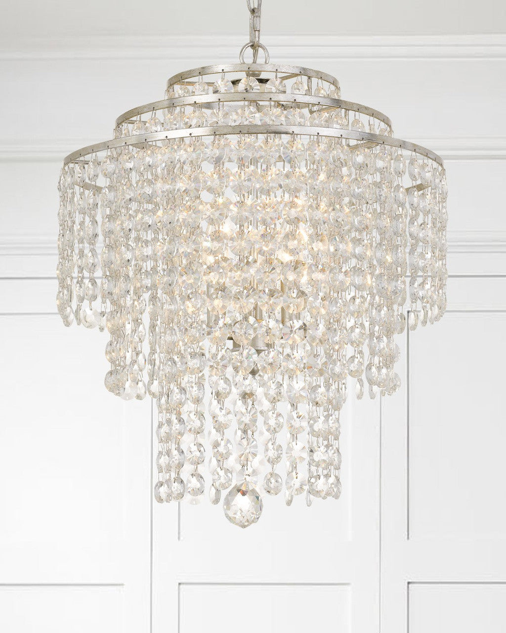 Crystorama Arielle 4 Light Antique Silver Chandelier ARI-304-SA-CL-MWP