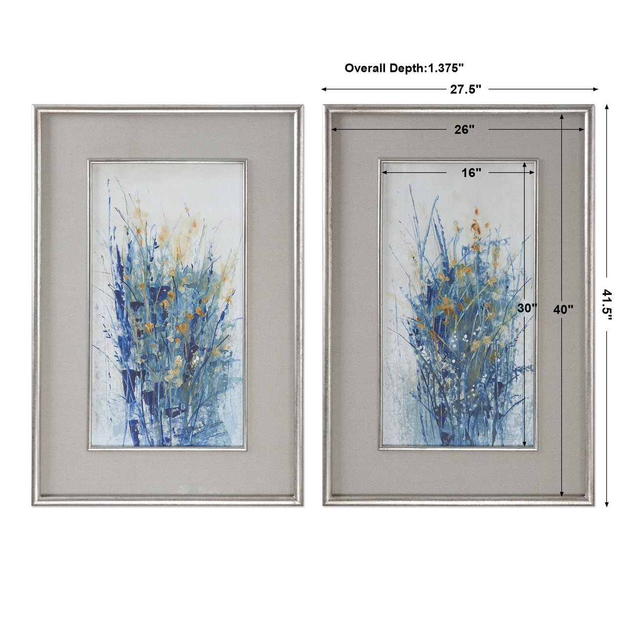 Uttermost Indigo Florals Framed Art S/2 41558