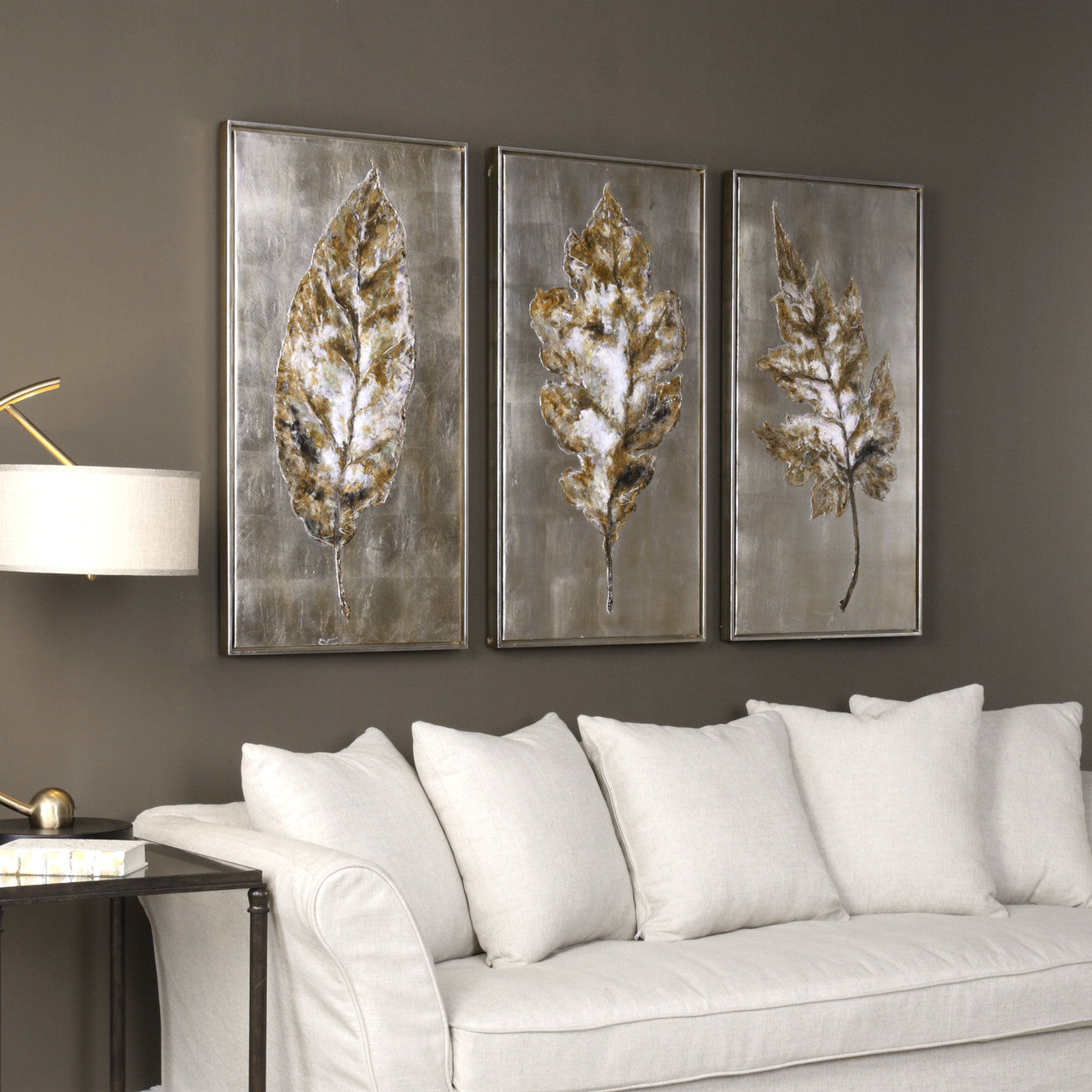 Uttermost Champagne Leaves Modern Art S/3 35334