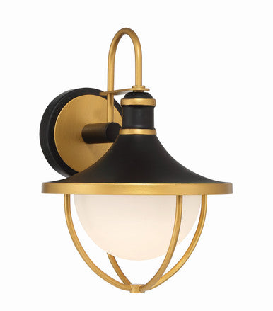 Crystorama Atlas 1 Light Matte Black + Textured Gold Outdoor Sconce ATL-701-MK-TG