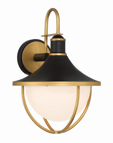 Crystorama Atlas 1 Light Matte Black + Textured Gold Outdoor Sconce ATL-702-MK-TG