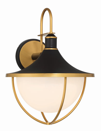 Crystorama Atlas 3 Light Matte Black + Textured Gold Outdoor Sconce ATL-703-MK-TG