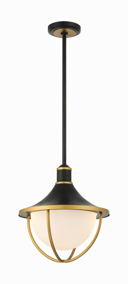 Crystorama Atlas 3 Light Matte Black + Textured Gold Outdoor Pendant ATL-705-MK-TG