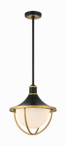 Crystorama Atlas 3 Light Matte Black + Textured Gold Outdoor Pendant ATL-705-MK-TG