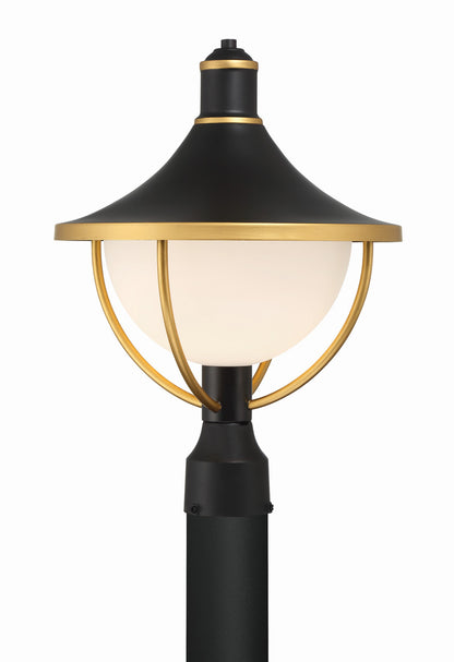 Crystorama Atlas 1 Light Matte Black + Textured Gold Outdoor Post ATL-709-MK-TG