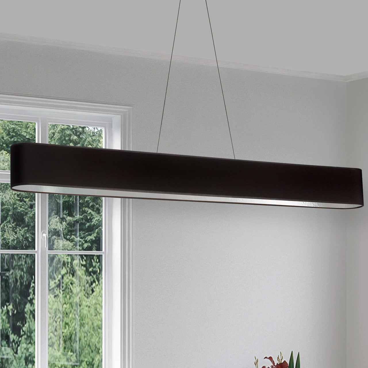 Dainolite 30W Horizontal Matte Black Pendant with Black/Silver Shade AUB-R5030HP-MB-697