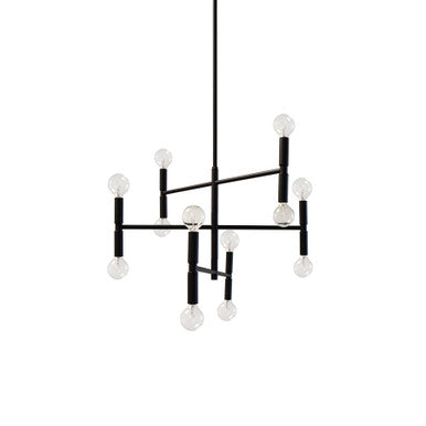 Dainolite 12 Light Incandescent Chandelier Matte Black Finish AVA-2012C-MB