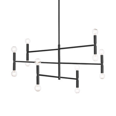 Dainolite 12 Light Incandescent Matte Black Chandelier AVA-3012C-MB