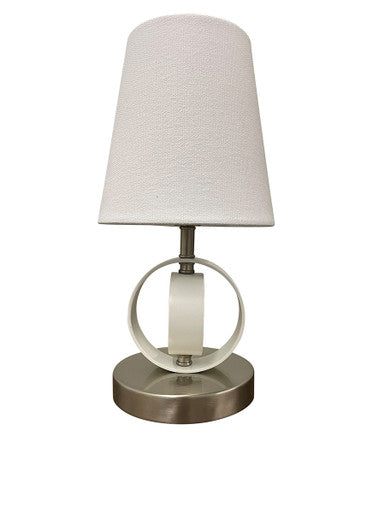 House of Troy Bryson Mini 4" Double Ring Satin Nickel/White Accent Lamp B209-SN/WT