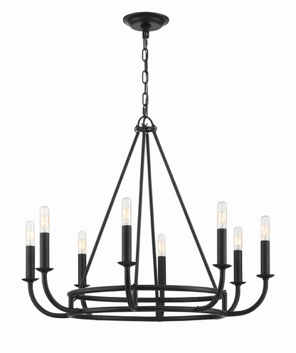 Crystorama Bailey 8 Light Matte Black Chandelier BAI-A2108-MK