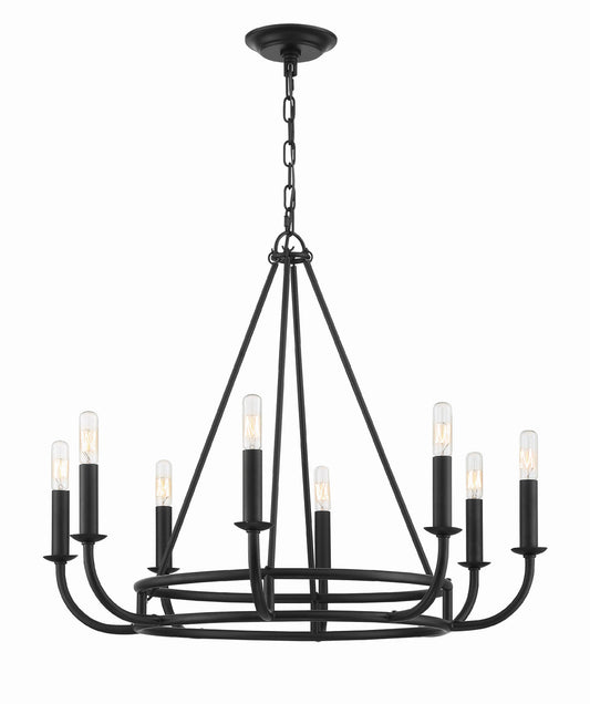 Crystorama Bailey 8 Light Matte Black Chandelier BAI-A2108-MK