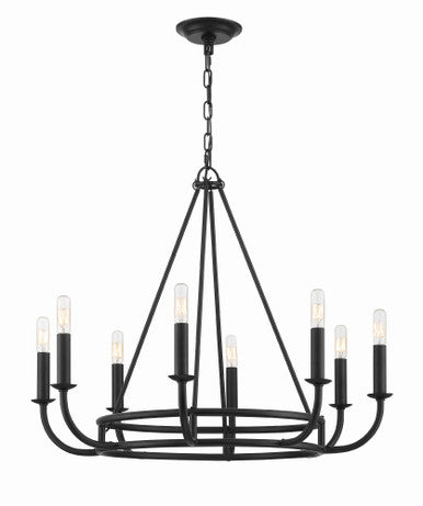 Crystorama Bailey 8 Light Matte Black Chandelier BAI-A2108-MK