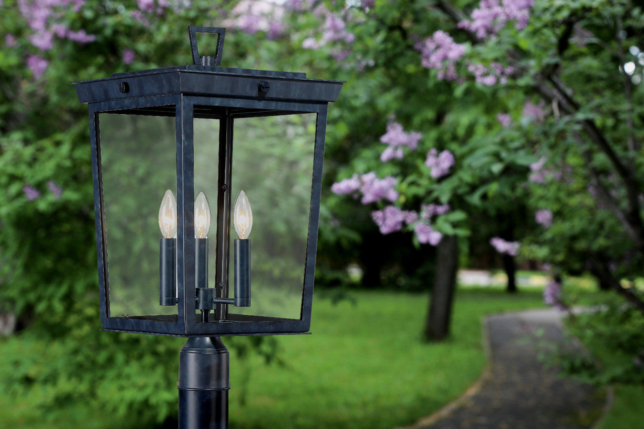 Crystorama Belmont 3 Light Graphite Outdoor Lantern Post BEL-A8069-GE