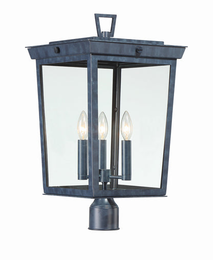 Crystorama Belmont 3 Light Graphite Outdoor Lantern Post BEL-A8069-GE