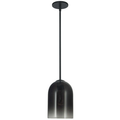 Dainolite 1 Light Pendant, Matte Black with Black / Clear Glass BIL-71P-MB