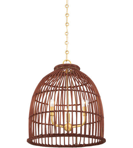 Hudson Valley Lighting Jordan 3 Light Pendant in Aged Brass BKO701-AGB