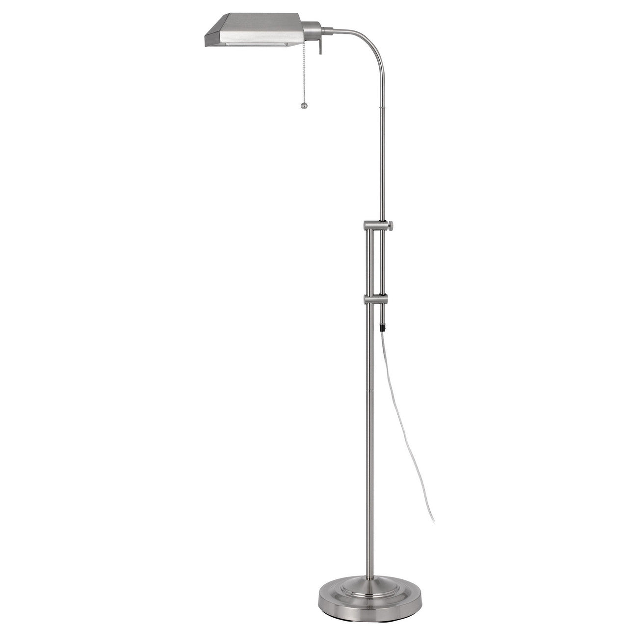 CAL Lighting 100W Pharmacy Floor Lamp With Adjustable Pole Brushed Steel BO-117FL-BS