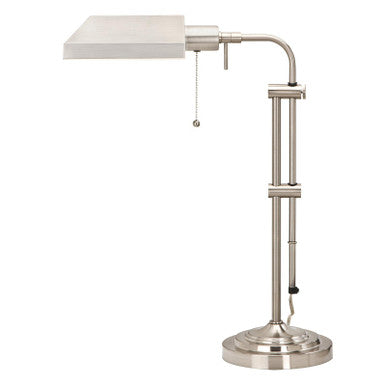 CAL Lighting 60W Pharmacy Table Lamp With Adjustable Pole Brushed Steel BO-117TB-BS