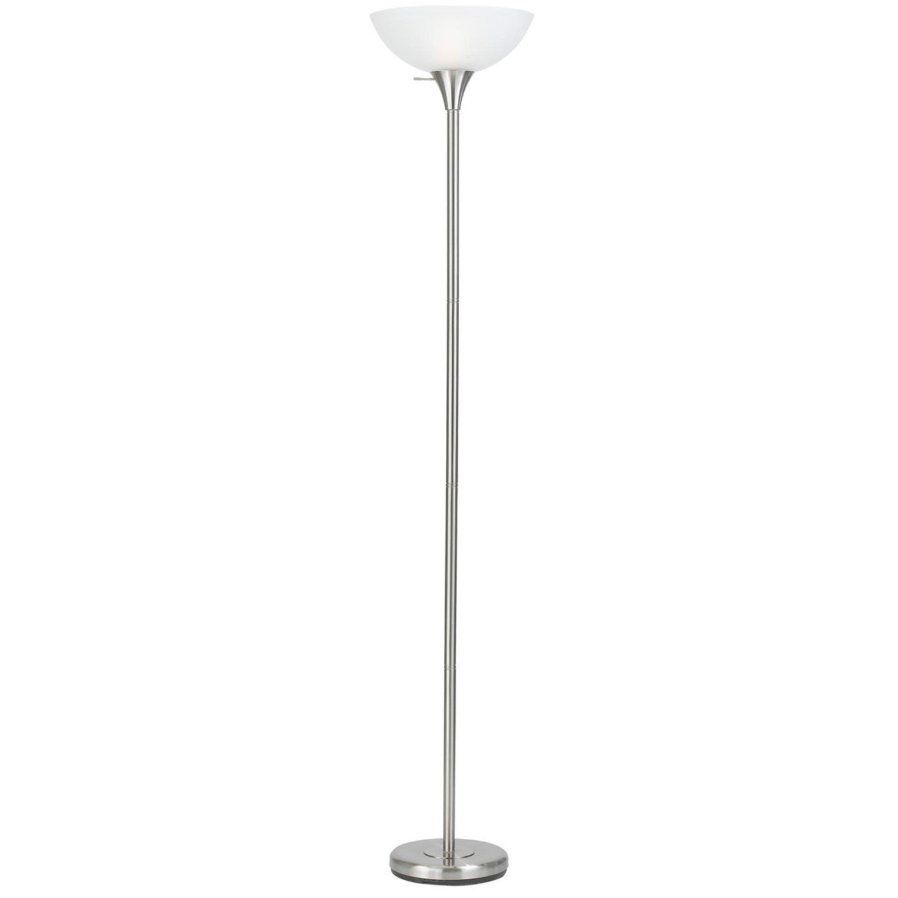 CAL Lighting 150W 3 Way Metal Torchiere Lamp With Glass Shade Brushed Steel BO-2055