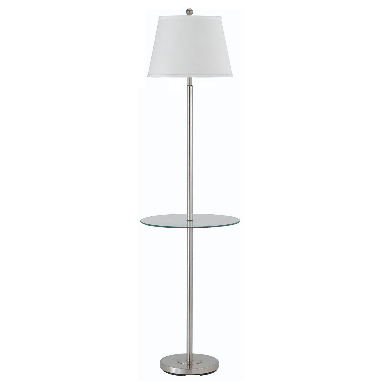 CAL Lighting 150W 3 Way Andros Floor Lamp With Glass Tray Brushed Steel BO-2077GT-BS