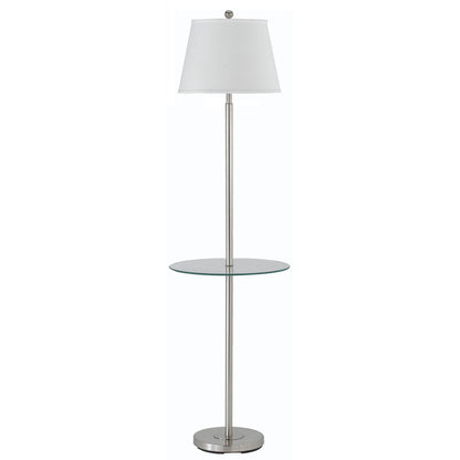 CAL Lighting 150W 3 Way Andros Floor Lamp With Glass Tray Brushed Steel BO-2077GT-BS