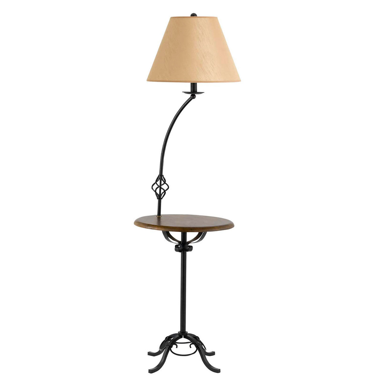 CAL Lighting 150W 3 Way Iron Floor Lamp With Wood Tray Table Black BO-2095FL