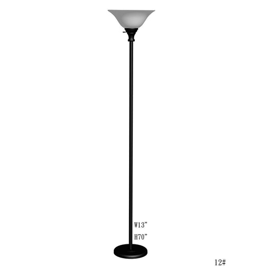 CAL Lighting 150W 3 Way Torchiere Lamp With Glass Shade Black BO-213-BK