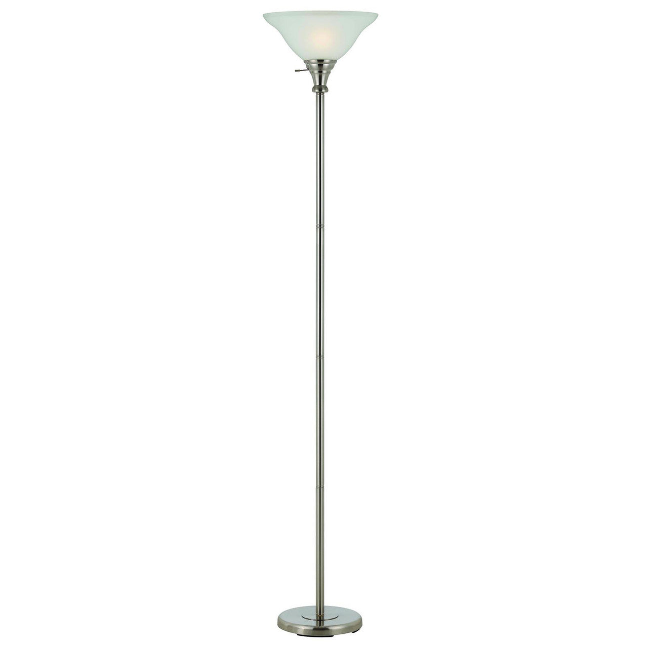 CAL Lighting 150W 3 Way Torchiere Lamp With Glass Shade Brushed Steel BO-213-BS