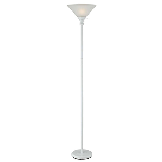 CAL Lighting 150W 3 Way Torchiere Lamp With Glass Shade White BO-213-WH