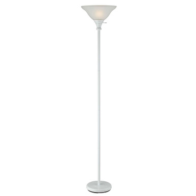 CAL Lighting 150W 3 Way Torchiere Lamp With Glass Shade White BO-213-WH