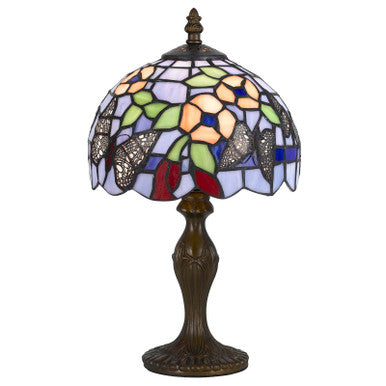 CAL Lighting 40W Tiffany Accent Lamp With Zinc Cast Base Antique Brass BO-2378AC