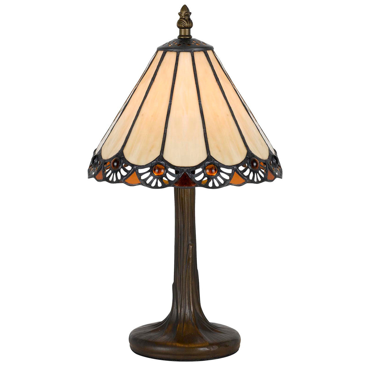 CAL Lighting 40W Tiffany Accent Lamp With Zinc Cast Base Antique Brass BO-2382AC