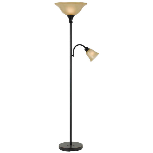 CAL Lighting 100W Metal Torchiere Lamp With 60W Reading Lamp Dark Bronze BO-2391TR-DB