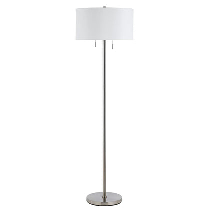 CAL Lighting 60W X 2 Calais Metal Floor Lamp Brushed Steel BO-2450FL-BS