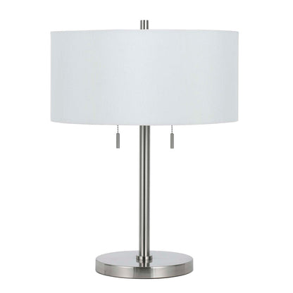 CAL Lighting 60W X 2 Calais Metal Table Lamp Brushed Steel BO-2450TB-BS