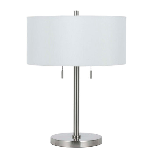 CAL Lighting 60W X 2 Calais Metal Table Lamp Brushed Steel BO-2450TB-BS