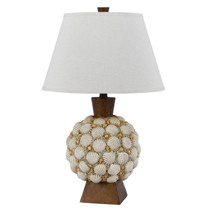 CAL Lighting 150W Seashell Resin Table Lamp Off White BO-2614TB