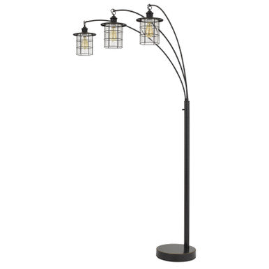 CAL Lighting Silverton Arc Floor Lamp With Glass Shades (Edison Bulbs Included) Dark Bronze BO-2668-3L-DB