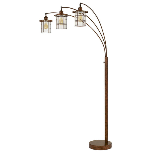 CAL Lighting Silverton Arc Floor Lamp With Glass Shades (Edison Bulbs Included) Rust BO-2668-3L-RU