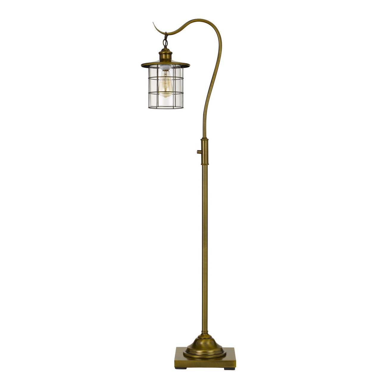 CAL Lighting Silverton Floor Lamp With Glass Shade (Edison Bulb Included) Rubbed Antiqued Brass BO-2668FL-BAB