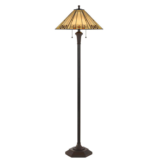 CAL Lighting 100W X 2 Tiffany Floor Lamp Matt Black BO-2676FL