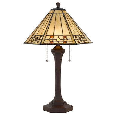 CAL Lighting 60W X 2 Tiffany Table Lamp Matt Black BO-2676TB