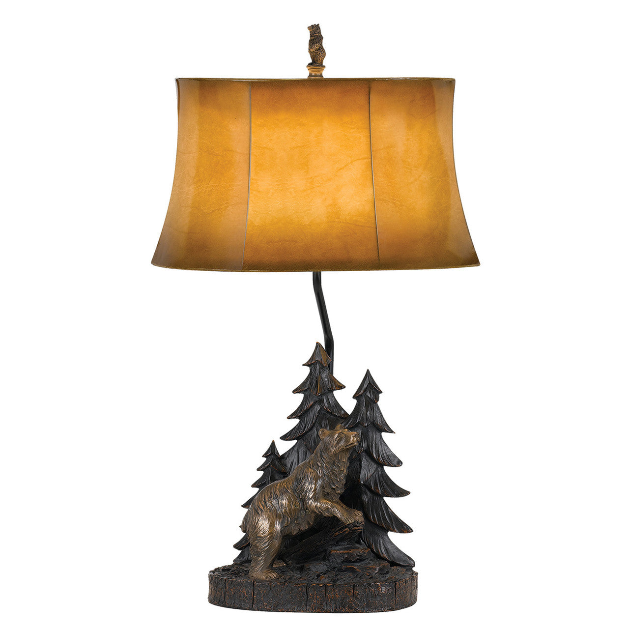 CAL Lighting 150W 3 Way Forest Resin Table Lamp With Leatherette Shade Antique Bronze BO-2733TB