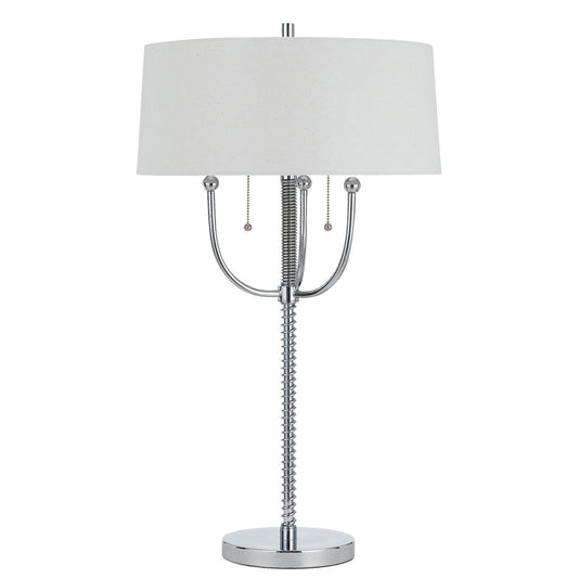 CAL Lighting 60W X 2 Lesinametal Floor Lamp With Linen Shade Chrome BO-2742TB